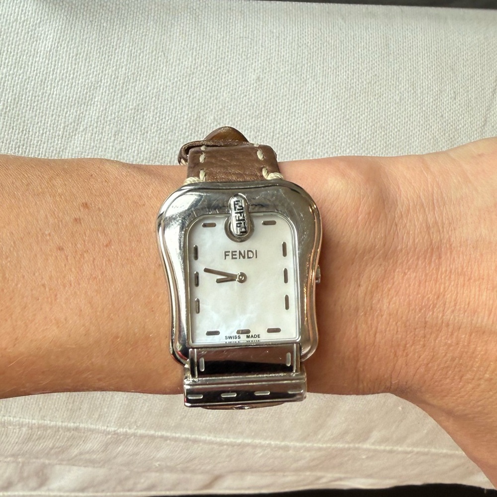 FENDI Buckle Stainless Steel Leather Strap Watch